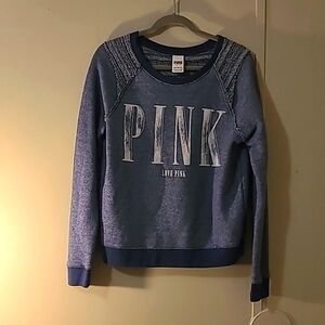 PINK Victoria's Secret distressed blue gray soft pullover top great condition !!